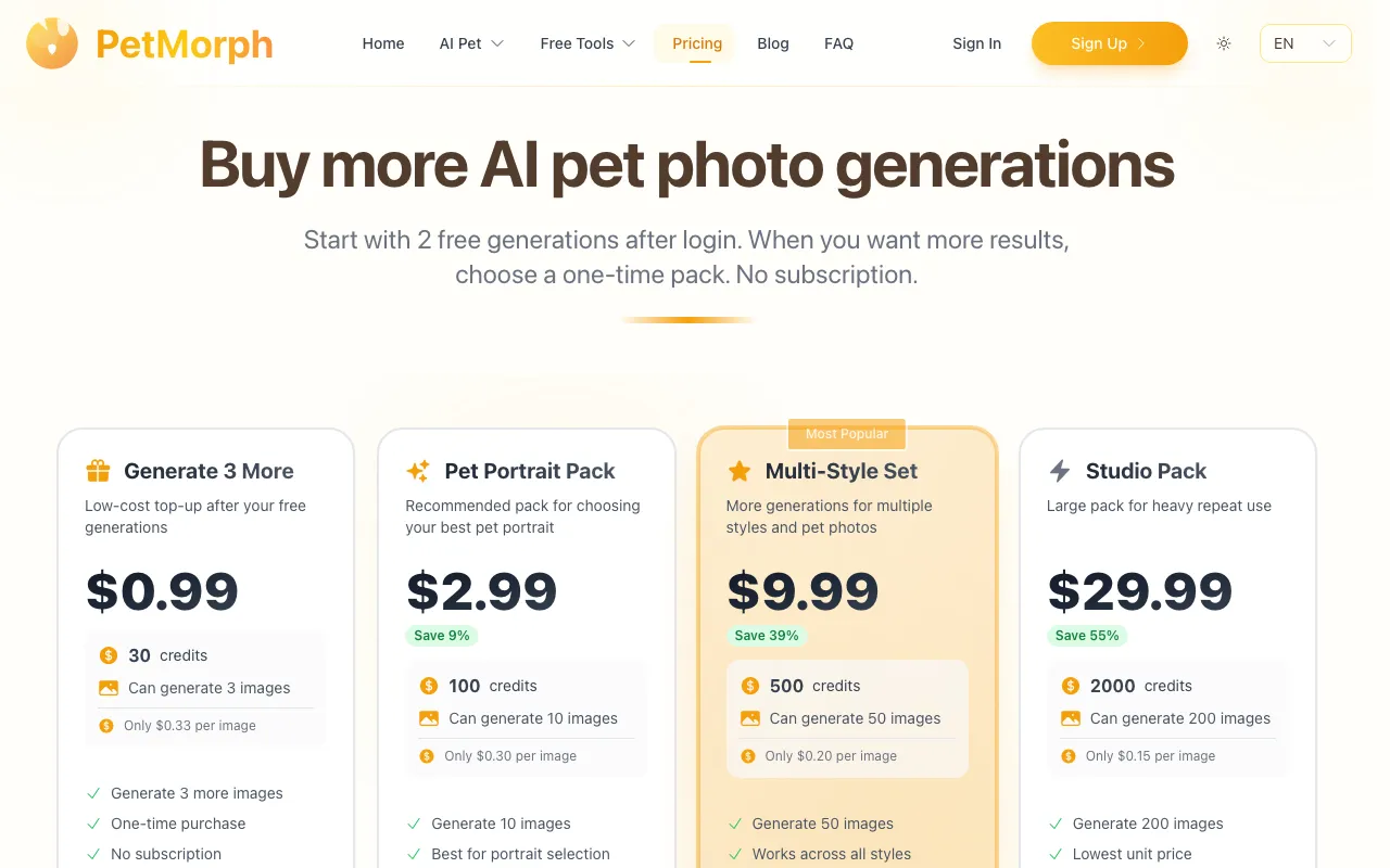 Screenshot for Start with 2 Free AI Pet Photos
