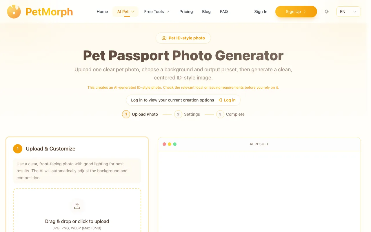 Screenshot for Create an ID-Style Photo for Your Pet